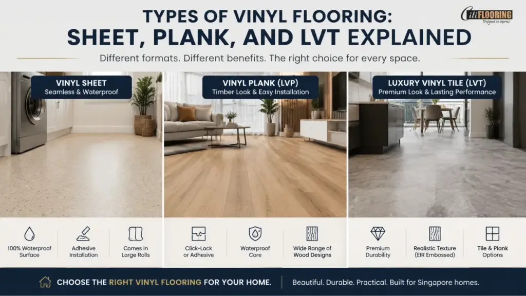Types of Vinyl Flooring: Sheet, Plank, and LVT Explained 2 Types of vinyl flooring sheet plank lvt
