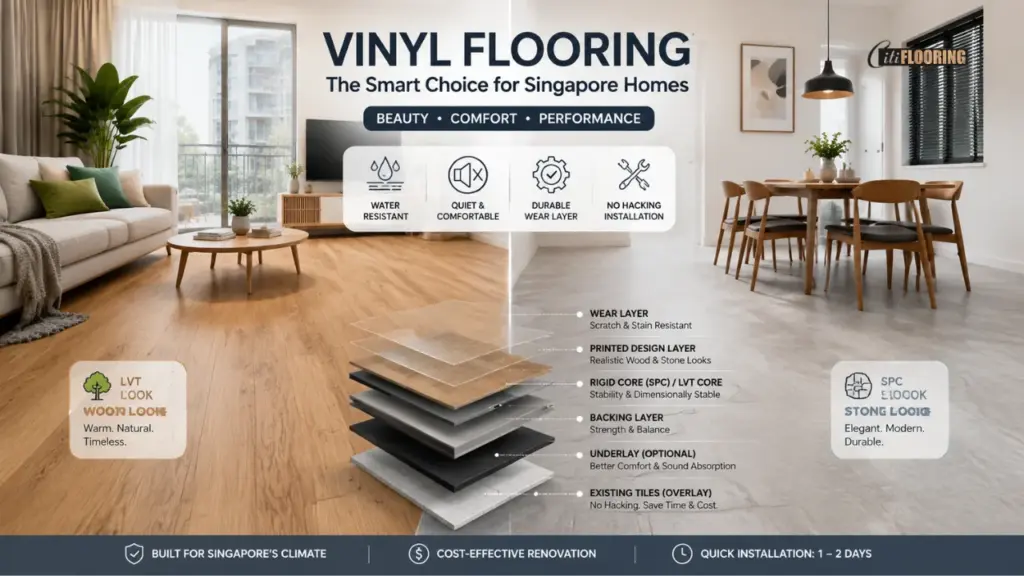 What Is Vinyl Flooring? A Beginner's Guide for Singapore Homes 1 Vinyl flooring singapore lvt spc modern home interior comparison